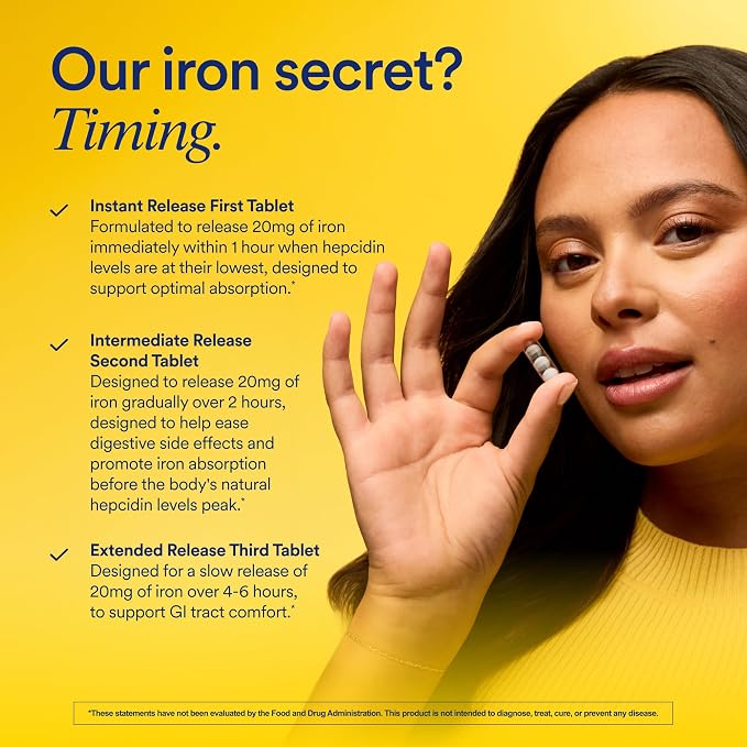 Ritual Iron Bisglycinate Supplement - 60mg - Gentle Support for Women with Low Iron Levels & Blood Boosting** - 48-Hour Dosing Routine - Plus Vitamin A, C - Vegan - Citrus - 15 Capsules - 15 Servings