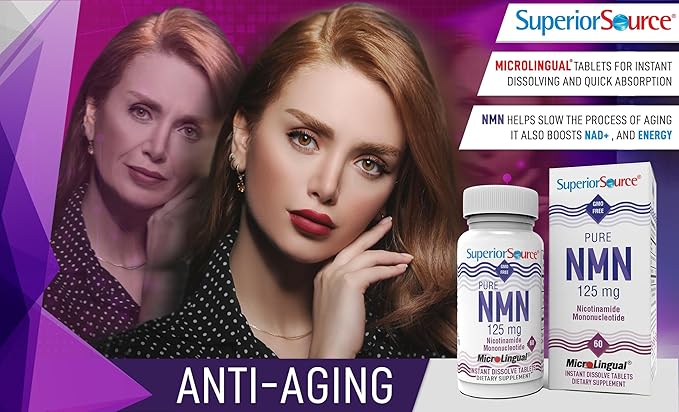 Superior Source Stabilized NMN (Nicotinamide Mononucleotide) 125 mg, Quick Dissolve Sublingual Tablets, 60 Ct, GMP Third Party Tested, Boost NAD+ & Cellular Energy Metabolism, Healthy Aging, Non-GMO