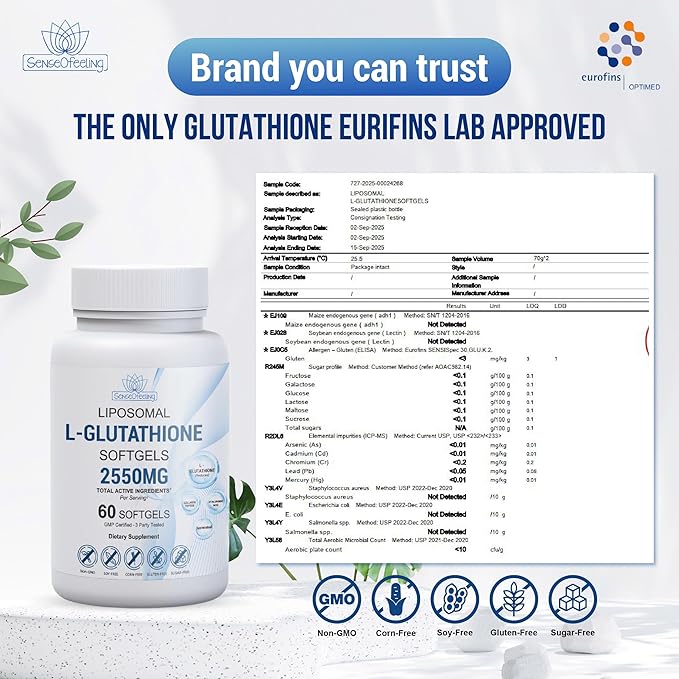 Liposomal Glutathione Supplement High-Potency Antioxidant L-Glutathione Supplement Collagen Resveratrol Hyaluronic Acid Supports Skin Health & Overall Wellness 2550mg Active Ingredients 60 Softgels