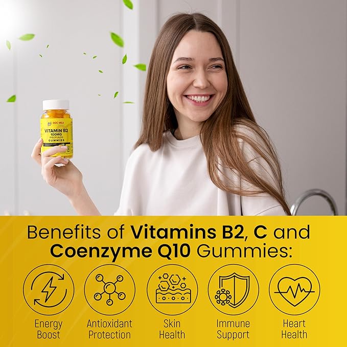 Vitamin B2 100mg Gummies for Adults and Kids - Riboflavin 100 mg Gummy - VIT B2 Supplements
