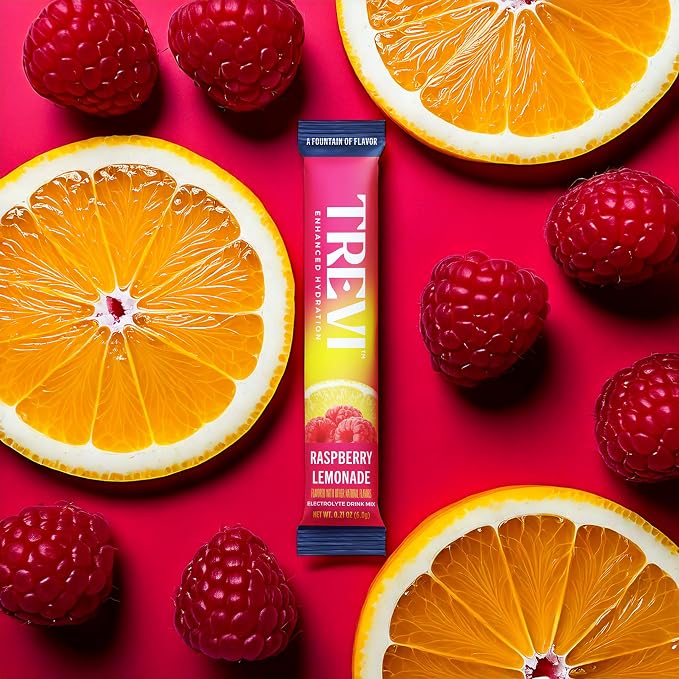 TREVI Electrolytes Powder Packets, Sugar Free Hydration, Raspberry Lemonade 28 Pack