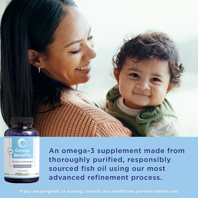 PRN Omega 3 Supplement - 120 Softgels, 30-Day Supply - Fish Oil Omega 3 Supplements with 1680 mg EPA & 560 mg DHA - rTG Omega-3 + Vitamin D for Skin, Joint, Brain, Eye & Heart Health