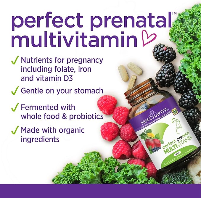 New Chapter Perfect Prenatal Vitamins, Organic Prenatal Vitamins, Non-GMO Ingredients for Healthy Baby & Mom - Folate (Methylfolate), Iron, Vitamin D3, Fermented with Whole Foods and Probiotic, 192 count