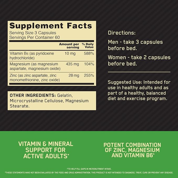 Optimum Nutrition Muscle Recovery and Endurance Supplement for Men and Women,Zinc-and Magnesium Supplement,180 Count (Pack of 2)