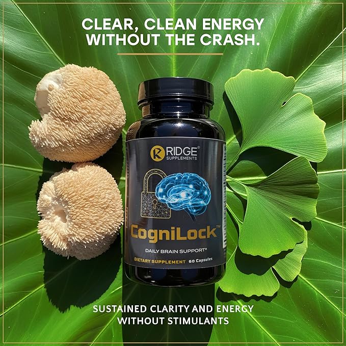 CogniLock Nootropic Brain Supplements for Memory and Focus - Cognitive Supplement for Men, Women & Seniors - Brain Fog Vitamins w/Lion’s Mane, Alpha GPC, Citicoline, CognatiQ™ Coffee Fruit - 60 Pills
