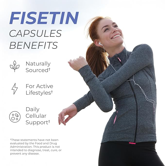Neurogan Fisetin Supplement 500MG - 30 Count 98% Pure | Healthy-Aging & Brain Health Fisetin Capsules | Brain Supplements for Memory and Focus, Senolytic Support | Natural Polyphenols, Non-GMO