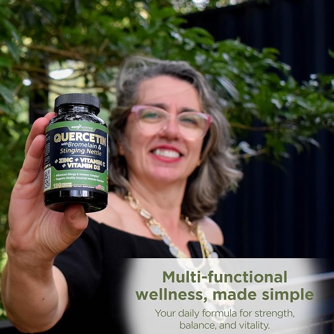 Quercetin with Vitamin C and Zinc - Nettle Quercetin - Quercetin 500mg - Quercetin with Bromelain - Zinc Quercetin + Vitamin D3 - 120 Veggie Caps - (Non-GMO, Gluten-Free, Vegan) - 2 Month Supply