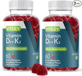 VITEEY Vitamin D3 K2 Gummies - 1000 IU Vitamin D3 and K2 100mcg - Bone & Heart Health for Adults and Teens - Vegetarian, Gelatin Free, GMO Free - Tasty Chewable D3K2 Vitamins Strawberry Flavored Gummy