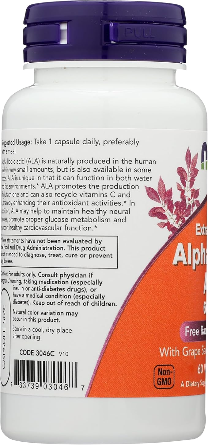 Now Foods Alpha Lipoic Acid 600mg 60 Vegi Capsules