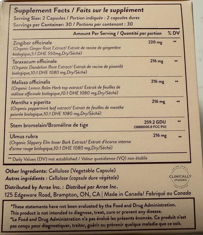 Arrae Fast-Acting Bloating Relief Digestive Enzymes, All Natural Bloat, Gas & Indigestion Relief Capsules, 60 Count