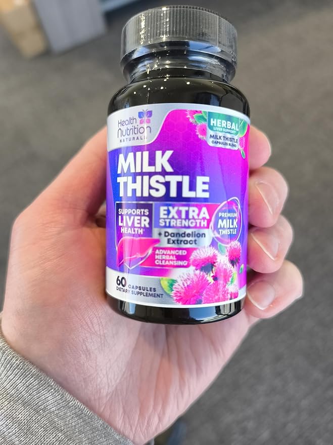 Milk Thistle Supplement - Liver Health Support with Dandelion Root & Silymarin Marianum, Liver Cleanse Detox & Repair - Nature's Milk Thistle Extract - 60 Capsules