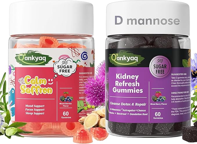 Q'ankyaq D mannose Gummies for Women, Kids Saffron Gummies, Saffron Supplements for Kids (3 yrs+)