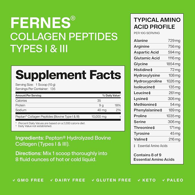 Hydrolyzed Collagen for Women Men (3LB) Type I & III Flavorless & Odorless Easy-Mix Powder Peptan Protein Peptides Joint Hair Skin & Nail Support Gluten-Free Non-GMO Keto Paleo Grass-Fed Kosher