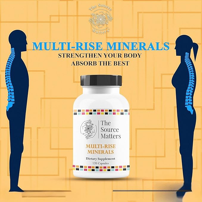 Multi-Rise Minerals Daily Multi-Mineral Supplement with Highly Absorbed Chelated Minerals for Bone, Muscle, Nerve, and Digestive System Support (120 Capsules)