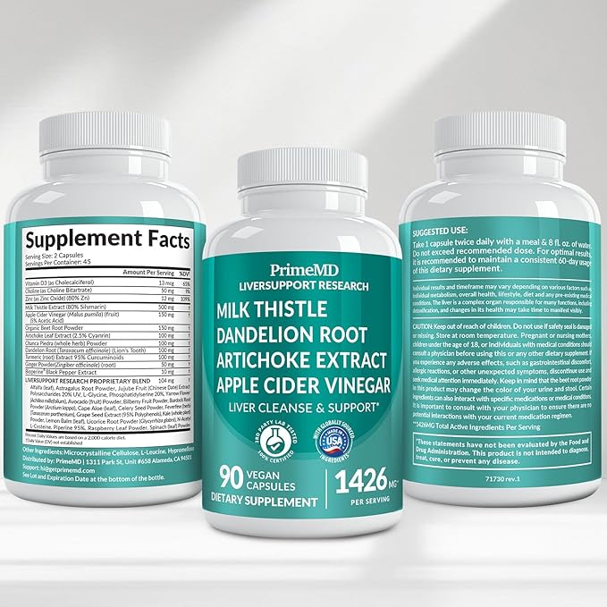 32-in-1 Liver Support with Milk Thistle Supplement – Liver Detox with Silymarin, Artichoke Extract & Beetroot Powder – Comprehensive Wellness Formula for Liver Cleanse – 1426mg (90 count) (Pack of 1)