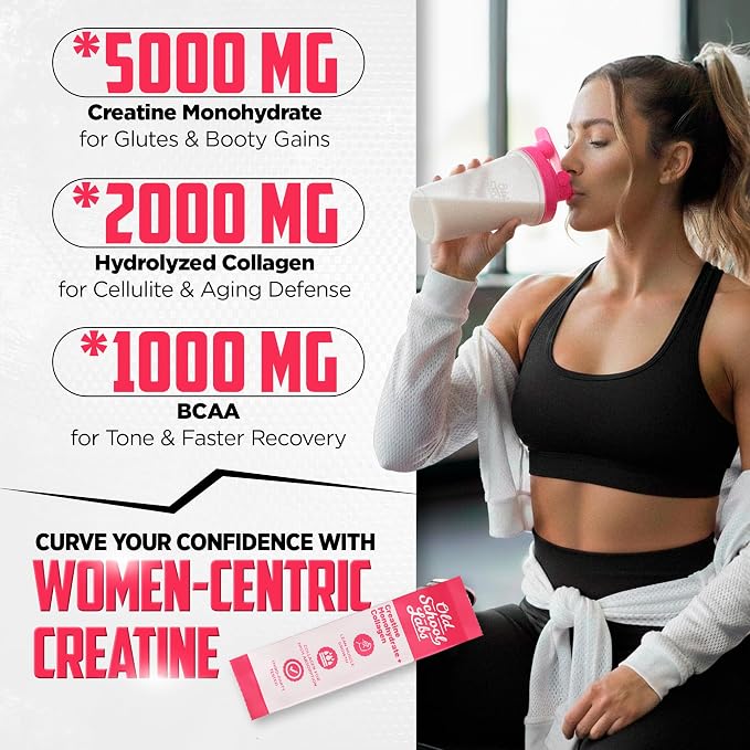 Old School Labs Creatine for Women – Post-Workout Supplement with 5000mg Creatine Monohydrate Powder, 2000mg Collagen & BCAA 2:1:1 for Strength Support & Recovery – Unflavored - 1 Ounce (Pack of 30)