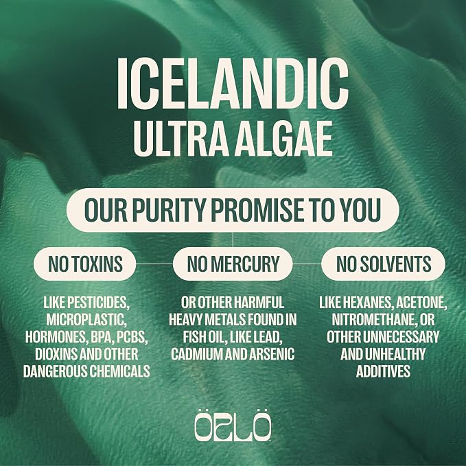 Orlo Vegan Omega 3 Algae Oil 1000mg - Natural Icelandic Nordic Omega-3 EPA & DHA Supplement - Fish Oil & Krill Alternative for Heart & Brain – 120 Easy-to-Swallow Burpless Mini Softgels
