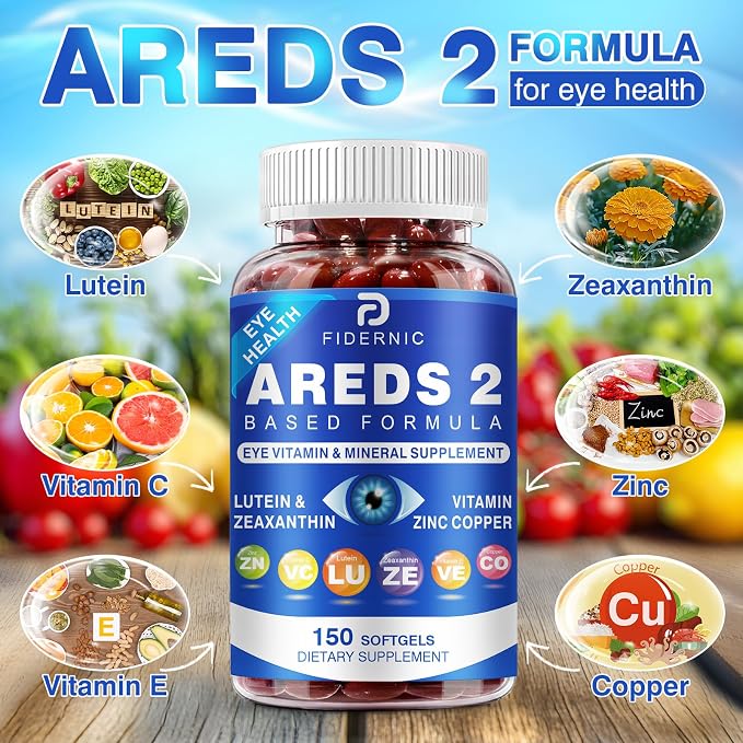 AREDS 2 Eye Vitamin & Mineral Supplement — Lutein and Zeaxanthin Supplement, Vitamin C & E, Zinc & Copper for Blue Light Protection, Eye Health Support, Eyebright , Eye Doctor Trusted — 150 Softgels