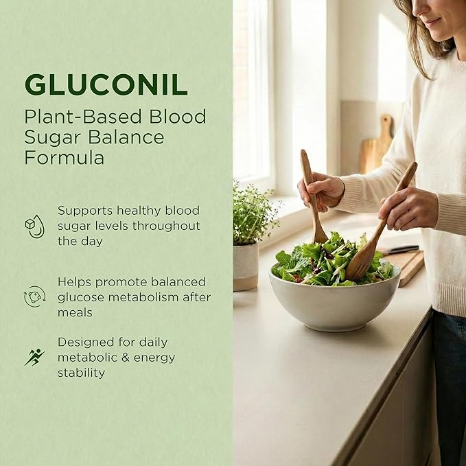 Gluconil – White Mulberry, Bitter Melon, Gymnema Sylvestre, Grape Seed & Chromium Glycinate 500mcg – Herbal Wellness Supplement – 60 Vegan Capsules (30 Day Supply), Non-GMO, Made in USA