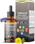 Organic Tribulus, Maca Root, Panax Ginseng, Ashwagandha Liquid Drops – 1670mg per Serving, Ultra Potent, Natural Taste – 2 FL OZ (60ml)