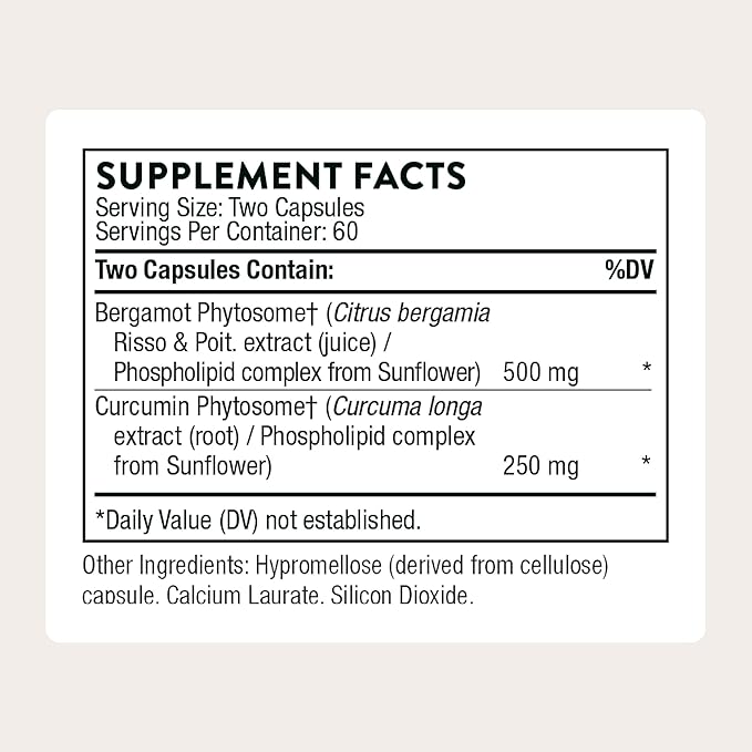 THORNE - Metabolic Health - Bergamot & Curcumin Phytosome Supplement to Aid Weight Management - Supports Healthy Fat Metabolism to Promote a Healthy Liver* - Third-Party Certified - 120 Capsules