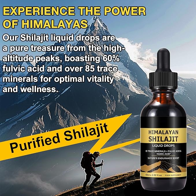 Shilajit for Men and Women, 2 Pack Pure Organic Himalayan Shilajit Resin Liquid Drops - Contain 85+ Trace Minerals, Fulvic Acid & Trace Minerals