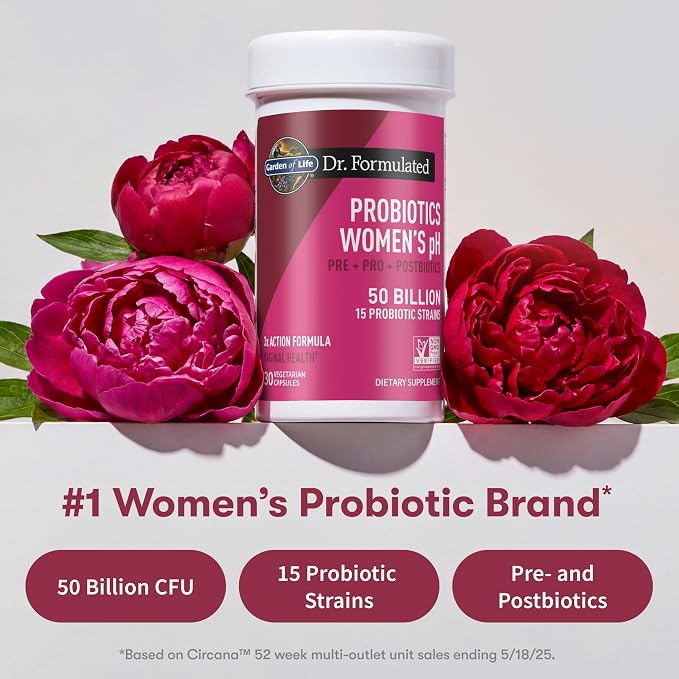 Garden of Life Dr Formulated Once Daily 3-in-1 Complete Prebiotics,Postbiotics&Probiotics for Women,PRE+PRO+POSTBIOTIC Supplement for Women’s Digestive,Immune& Vaginal Health, 30 Count (Pack of 6)