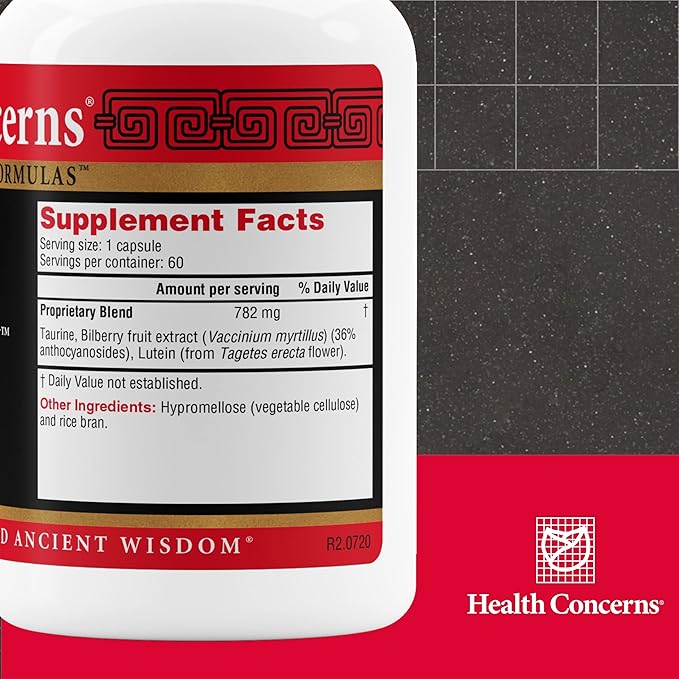 Health Concerns Bil Lutein – Eye Health & Vision Support – Lutein, Bilberry & Taurine Supplement – Antioxidants for Retinal Health, Night Vision, Circulation, & Macular Degeneration – 60 Capsules
