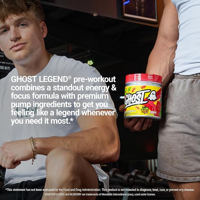 GHOST Legend Pre-Workout Powder, Sour Patch Kids Redberry - 30 Servings – Pre-Workout for Men & Women with Choline, L-Citrulline, & Beta Alanine for Energy & Focus