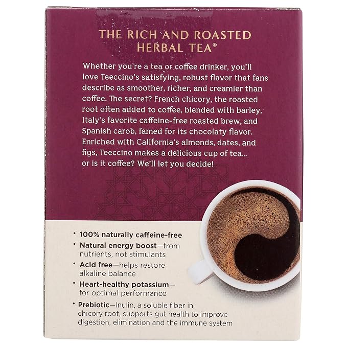 Teeccino Hazelnut & Vanilla Nut Herbal Tea Variety Pack - Roasted Herbal Tea That’s Caffeine Free & Prebiotic for Natural Energy, 10 Tea Bags (Pack of 4)