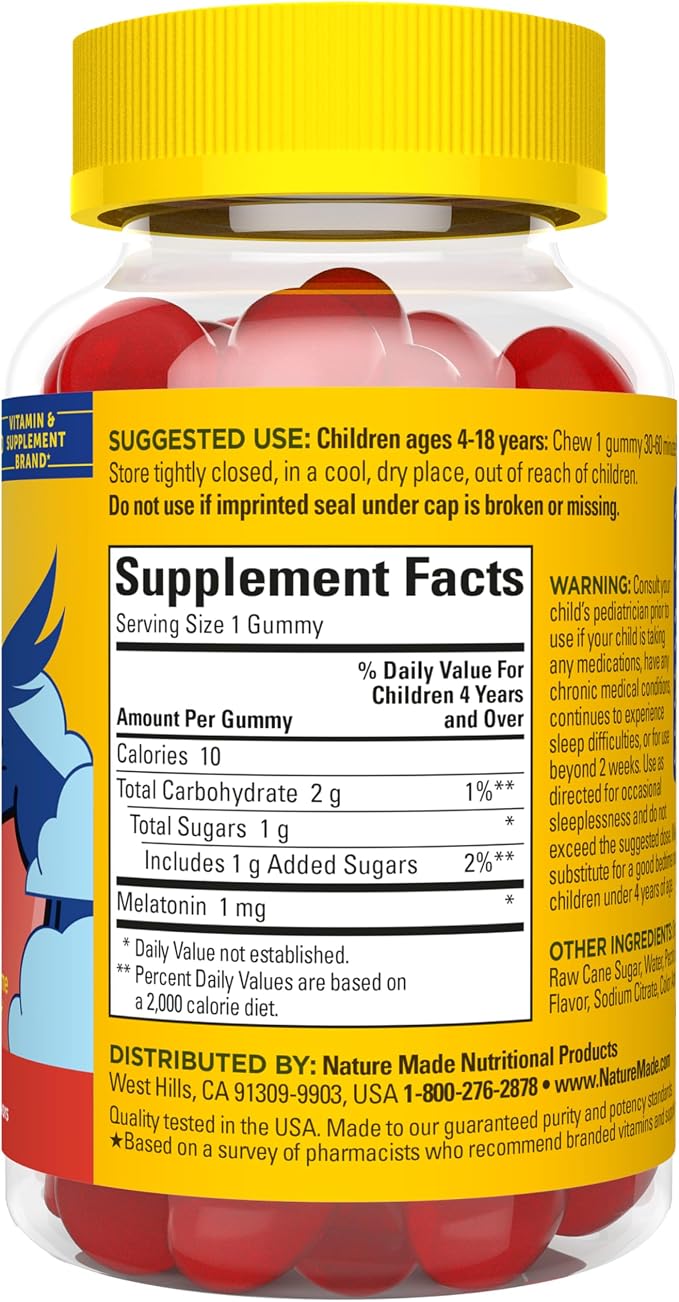 Nature Made Kids First Sleep Melatonin Gummies, 100% Drug-Free Sleep Aid, Kids Sleep Gummies for Restful Sleep, 45 Count