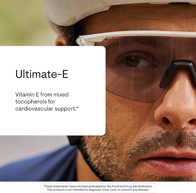 THORNE - Ultimate-E - Vitamin E Supplement from Mixed Tocopherols - Fat-Soluble Antioxidants for Cardiovascular Support* - Third-Party Certified - Gluten, Dairy & Soy-Free - 60 Softgels