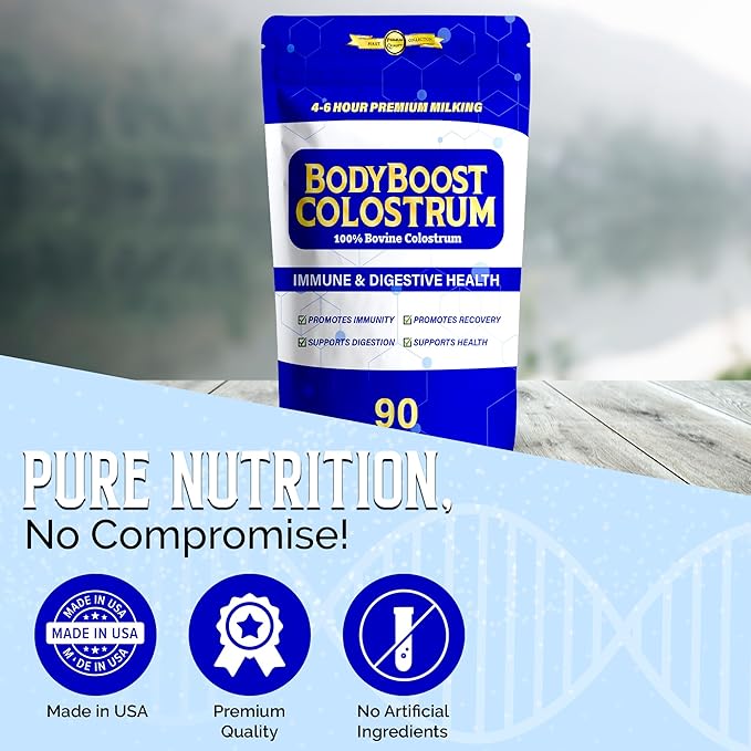 BodyBoost Premium Colostrum Whole, 100% Bovine Colostrum Powder, Immune Booster Supplement with Immunoglobulin & Lactoferrin, Grass Fed Colostrum Powder, Gut Health, Diverse Intake,16 oz