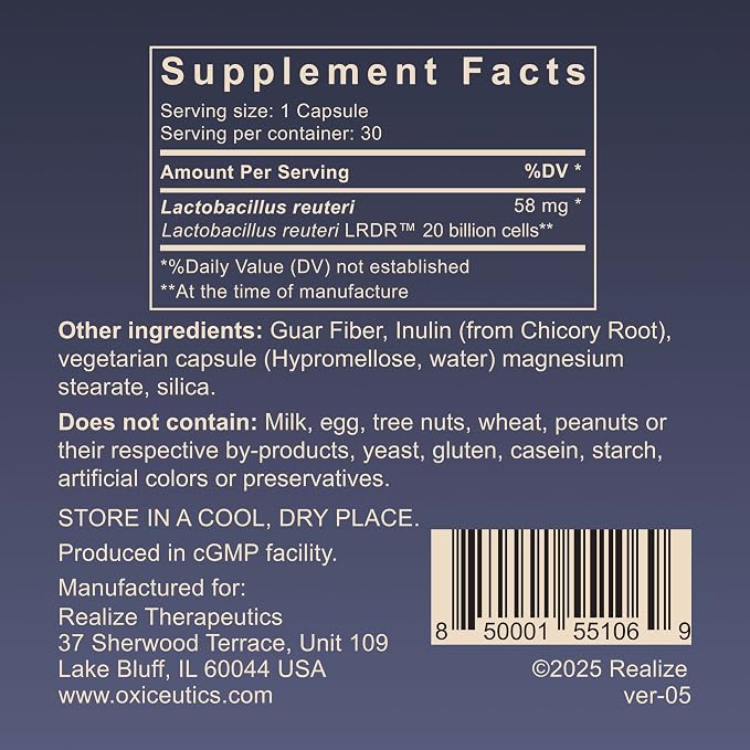 MyReuteri™ 20 Billion CFU Probiotic – Enhanced-Strength L. reuteri LRDR™ + FOS Prebiotic – by Dr. William Davis – Makes Yogurt-Like Superfood – 30 Veg Capsules