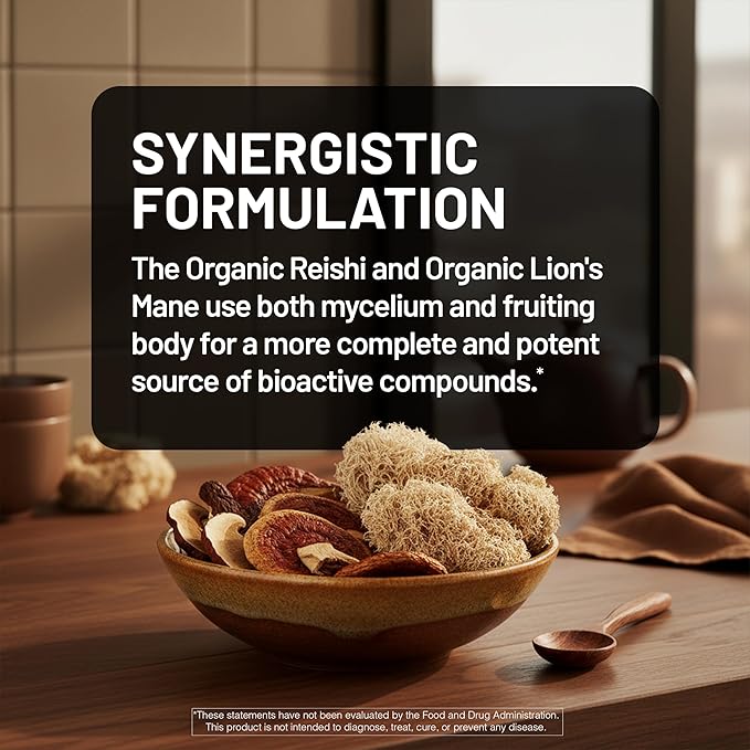 NatureWise Mushroom Complex - with Organic Lion's Mane + Reishi & Cordyceps Sinensis - Lions Mane Supplement with Organic Mushrooms - Vegan - Non-GMO - USA Manufactured - 90 Capsules[30-Day Supply]