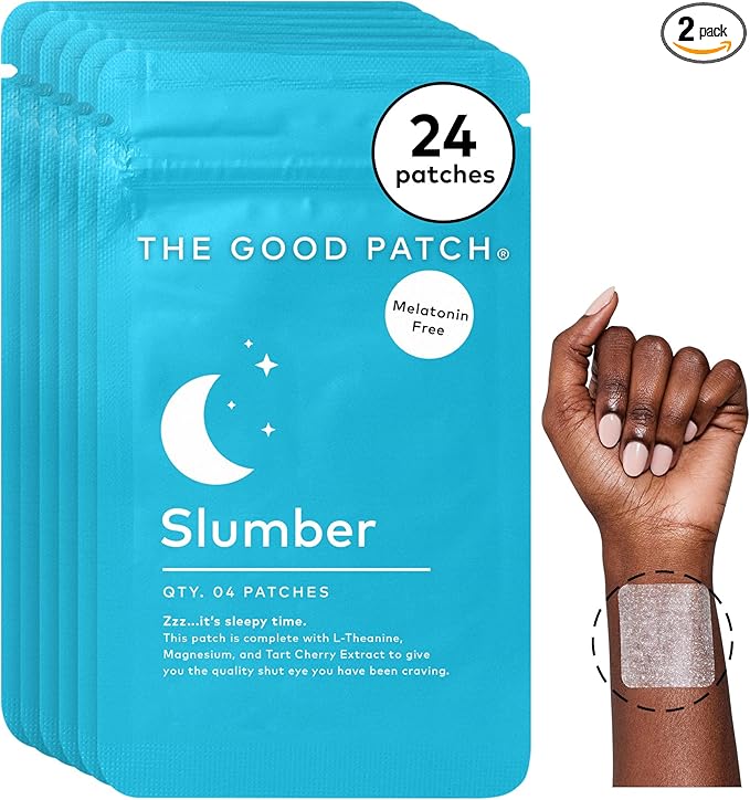 The Good Patch Slumber Sleep Patch Support, Melatonin Free, Sustained Release, Natural Patch with L-Theanine, Magnesium, Tart Cherry Extract, Plant Powered Wearable Wellness (24 Total Patches)