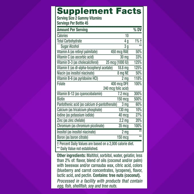 Vitafusion Women’s Sugar Free Daily Multivitamin Supplement,Keto Diet Friendly Adult Gummy Vitamin for Energy,Bone & Immune Support*,(Pack of 180)