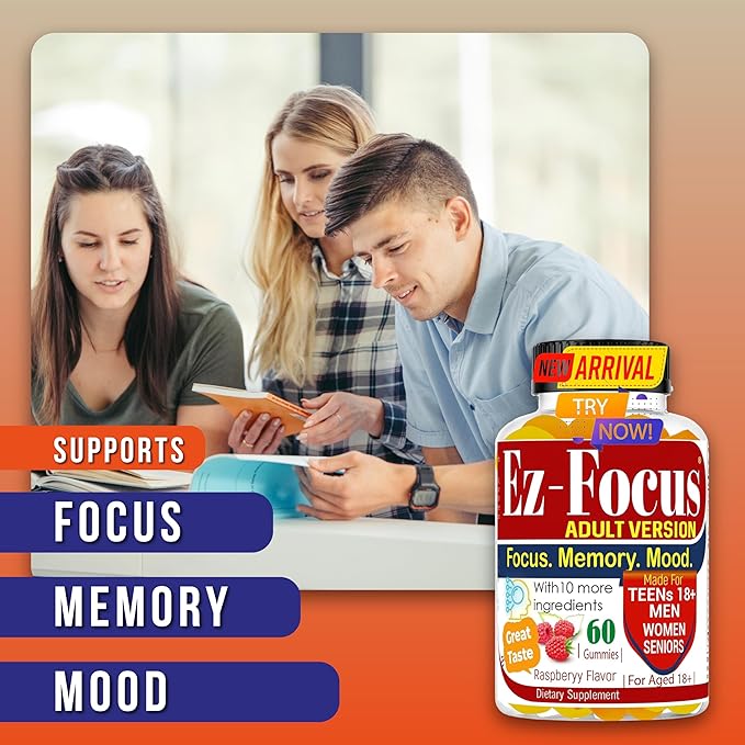 Gummies for Men and Women Support Focus Memory and Mood Nootropics Brain Support Supplement -60 Ct