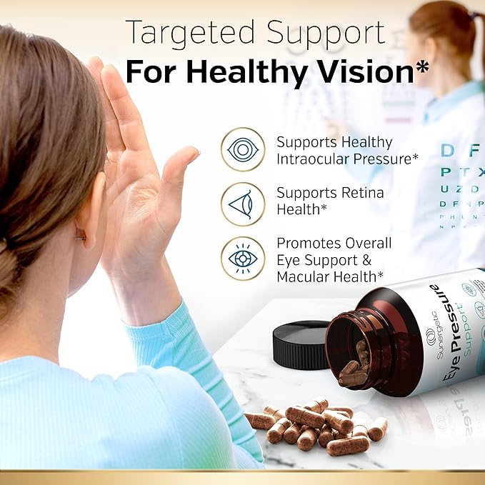 Sunergetic Premium Eye Pressure Support Supplement - Eye Pressure Supplement with Saffron, Lutein, Zeaxanthin, Bilberry & Pine Bark - Supports Ocular Health & Overall Vision - 30 Count (Pack of 2)