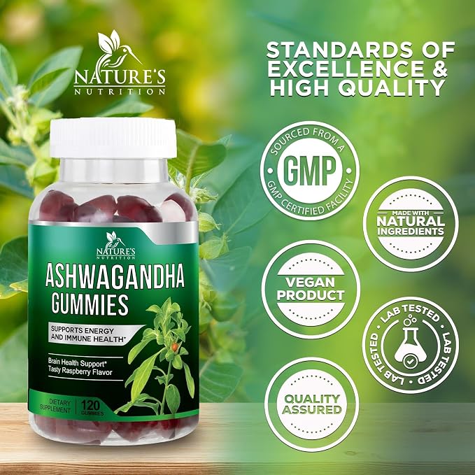 Ashwagandha Gummies - Advanced Ashwagandha Gummy Formula for Daily Use - Natural Antioxidant Support & Brain Health Support - Natural Calm, Relaxation, & Immune Support - Berry Flavor - 120 Gummies