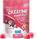 Allcoovita Creatine Monohydrate Gummies 5g for Men & Women. Boost Focus,Strength, and Endurance, Anti-Melting Formula, Vegan, Gluten-Free, Non-GMO,(Peach 120 ct)