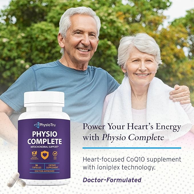 PhysioTru Physio Complete CoQ10 Supplement - Superior Nutrient Absorption, Antioxidant & Energy Support - Coenzyme Q10 Ubiquinone with Fulvic Acid, Magnesium Taurate & Reishi Extract - 1 Pack