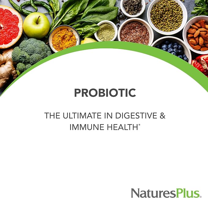 NaturesPlus GI Natural Probiotic Mega - 30 Capsules, Pack of 2 - Digestive & Immune Health - Gluten Free - 60 Total Servings