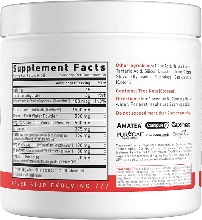 KAGED Clean Burn | Thermogenic Fat Burner Powder | CaloriBurn GP, L Carnitine, Coconut Water | Boost Metabolism, Energy, Focus | Orange Mango