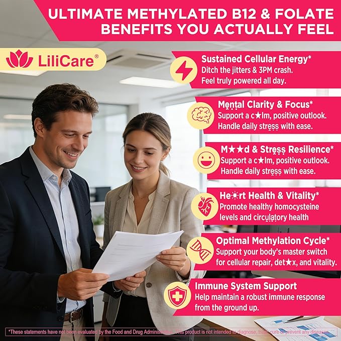 Methyl B12 5000mcg & L-Methylfolate Gummies + P5P for Women Men - Active 5-MTHF & Methylted B Complex Adult Supplement + B2 B6, Omega 3, Choline,TMG for Cellular Energy, Cognition, MTHFR Gene, 120Cts