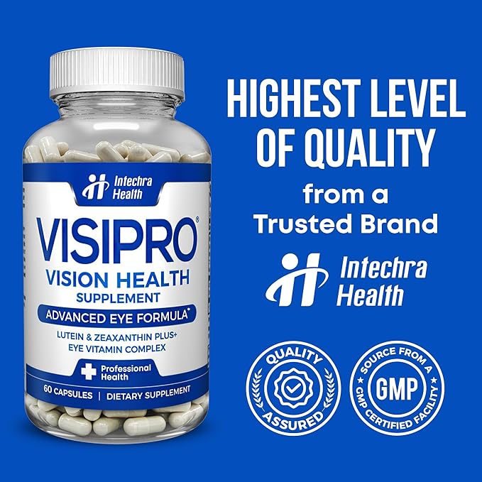 VISIPRO® 20-20 New Vision Health Supplement - Advanced Eye Vision Vitamins for Complete Eye Health, Vision Support & Macular Free Radical Defense - 60 Veggie Caps