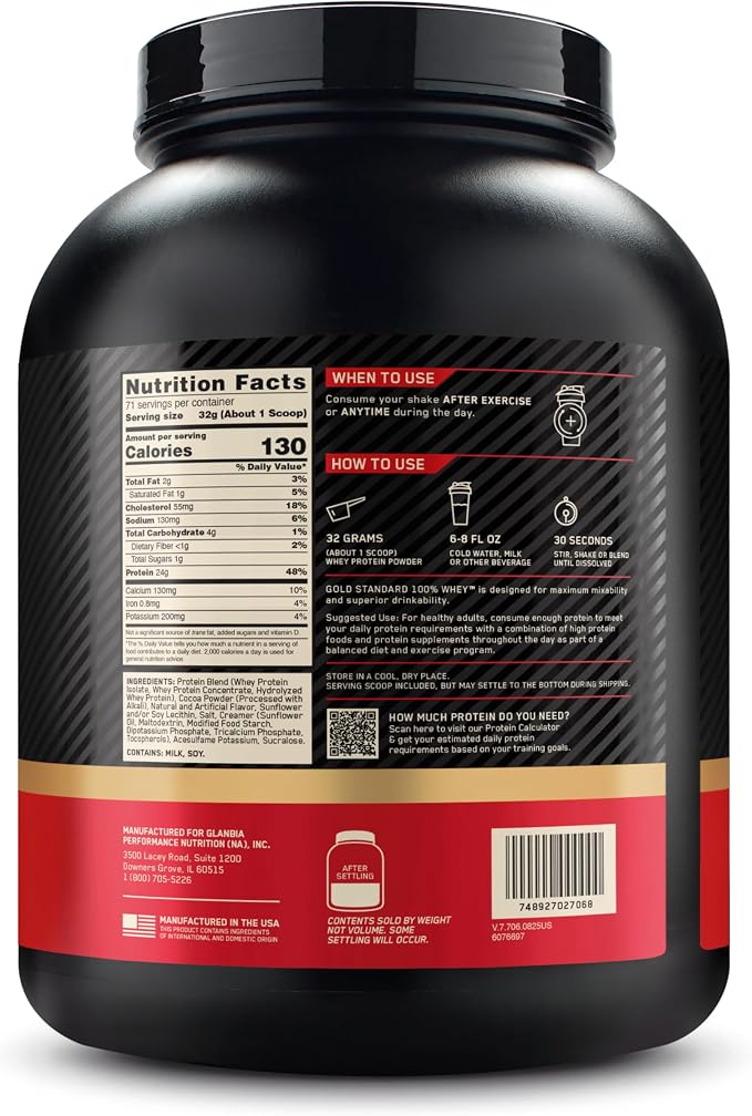 Optimum Nutrition Gold Standard 100% Whey Protein Powder, Chocolate Coconut, 5 Pound (Packaging May Vary)