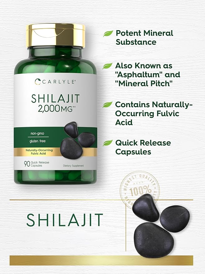 Carlyle Shilajit Capsules | 90 Count | Non-GMO and Gluten Free Supplement