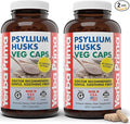 Yerba Prima Psyllium Husks Veg Caps, 400 Capsules (625mg) (Pack of 2) - Vegan, Non-GMO, Gluten Free, Colon Cleanser, Daily Fiber Supplement for Gut Health & Regularity