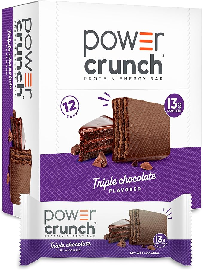 Power Crunch Protein Energy Wafer Bars, Triple Chocolate, 1.4 Ounce (12 Count)